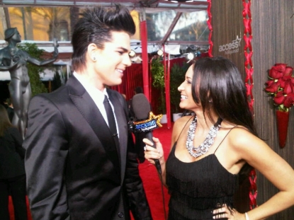 Access Hollywood.com’s Laura Saltman chats with Adam Lambert at the 16th Annual Screen Actors Guild Awards held at the Shrine Auditorium on January 23, 2010 in Los Angeles, California