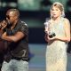 Kanye West and Taylor Swift at their infamous incident at the 2009 MTV Video Music Awards
