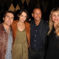 Tom Cruise, Katie Holmes, Alex Rodriguez and Cameron Diaz pose for a photo at the CAA Super Bowl Party at the W Hotel - South Beach in Miami Beach, Fla., on February 6, 2010