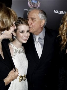 Shirley MacLaine, Emma Roberts, Garry Marshall, and Julia Roberts arrive at the premiere of ‘Valentine’s Day’ in Los Angeles, Calif. on February 8, 2010