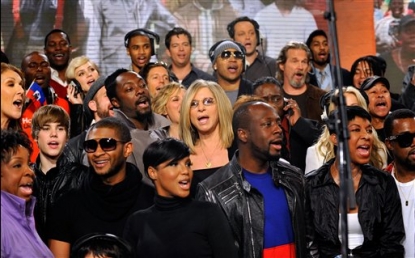 Celine Dion, Justin Bieber, Usher, Katharine McPhee, will.i.am, Toni Braxton, Barbra Streisand and other perform at the “We Are The World 25 Years for Haiti” on February 1, 2010 in LA
