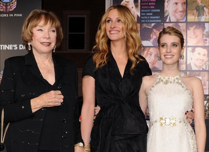Shirley MacLaine, Julia Roberts and Emma Roberts attend the premiere of ‘Valentine’s Day’ held at Grauman’s Chinese Theatre in Los Angeles, Calif. on February 8, 2010