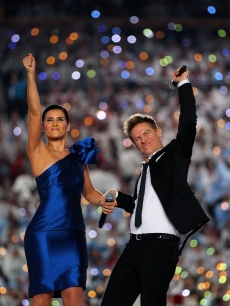 Nelly Furtado and Bryan Adams kick things off at the 2010 Vancouver Winter Olympics Opening Ceremony in Vancouver, Canada on February 12, 2010