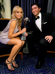 Nastia Liukin and Evan Lysacek backstage during the 2009 ESPY Awards held at Nokia Theatre LA Live in Los Angeles, California on July 15, 2009
