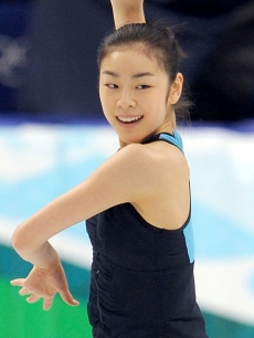 Kim Yu-Na of South Korea in action in the training session at the Pacific Coliseum during the Vancouver Olympic on February 21, 2010 in Vancouver