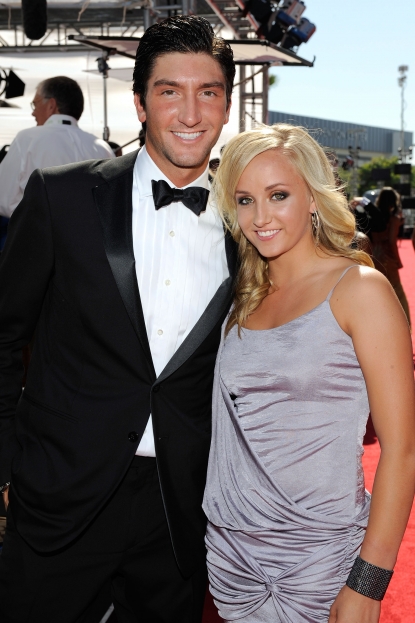 Evan Lysacek and Nastia Liukin arrive at the 2009 ESPY Awards held at Nokia Theatre LA Live in Los Angeles, California on July 15, 2009