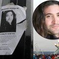 A missing persons poster for actor Andrew Koenig is seen on a light pole in front of the Olympic Cauldron on February 24, 2010 in Vancouver, Canada (Inset: Andrew Koenig)
