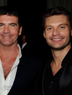 Simon Cowell and Ryan Seacrest attend the 17th Annual Elton John AIDS Foundation Oscar party held at the Pacific Design Center on February 22, 2009 in West Hollywood, California
