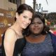 Oustanding Actress nominees Sandra Bullock and Gabourey Sidibe pose on the NAACP Image Awards red carpet, Los Angeles, February 26, 2010