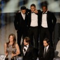 Director Kathryn Bigelow, screenwriter Mark Boal and producer Greg Shapiro, and (rear L-R) actors Jeremy Renner, Brian Geraghty and Anthony Mackie accept Best Picture award for ‘The Hurt Locker’ onstage during the 82nd Annual Academy Awards