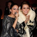 Nicole Richie and Miley Cyrus attend the 18th Annual Elton John AIDS Foundation Academy Award Party at Pacific Design Center in West Hollywood, California on March 7, 2010