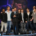 Ryan Seacrest poses with the Top 8 male contestants during Week 3 of ‘American Idol’ Season 9 in Los Angeles on March 10, 2010