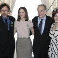 Tim Burton, Marion Cotillard, French Culture Minister Frederic Mitterrand and Helena Bonham Carter attend a ceremony where the director was awarded with the medal of Arts and Letters at the French culture ministry in Paris, Monday March 15, 2010