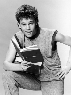 Corey Haim in character as a college student in a promotional portrait for the television series ‘Roomies,’ 1986