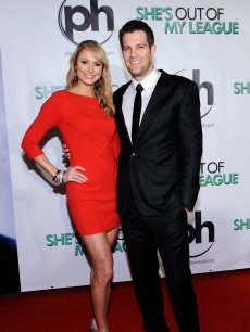 Geoff Stults with Stacy Keibler at the Las Vegas premiere of ‘She’s Out of My League’ at the Planet Hollywood Resort & Casino in Las Vegas on March 10, 2010
