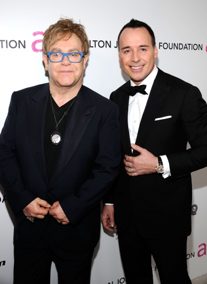 Elton John and David Furnish hit the red carpet at the 18th annual Elton John AIDS Foundation Academy Awards party, LA, March, 7, 2010