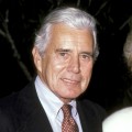 John Forsythe attends a press conference for Linda Evans’s ‘Carrington’ perfume in Los Angeles on October 20, 1985