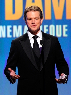 Matt Damon accepts his honor at the 24th Annual American Cinematheque, honoring himself, at the Beverly Hilton in Beverly Hills, Calif., on March 27, 2010