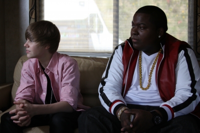 Justin Bieber and Sean Kingston during an interview with Access Hollywood on the set of their new music video, ‘Eenie Meenie,’ in Los Angeles on March 29, 2010
