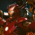 The Iron Man armor in a scene from ‘Iron Man 2’