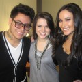 “American Idol’s” Andrew Garcia and Katie Stevens with Accesshollywood.com’s Laura Saltman