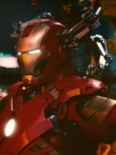 The Iron Man armor in a scene from ‘Iron Man 2’