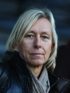 Martina Navratilova looks on prior to the Barclays Premier League match between Fulham and Sunderland at Craven Cottage  in London, England on December 6, 2009