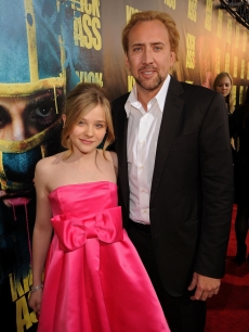 Chloe Grace Moretz and Nicolas Cage arrive at the ‘Kick-Ass’ premiere held at ArcLight Hollywood in Hollywood, California on April 13, 2010
