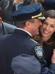 Donnie Walhberg, Tom Selleck and Bridget Moynahan film a scene for ‘Reagan’s Law’ in New York City on April 13, 2010