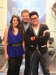 ‘Idol’s’ Katie Stevens and Andrew Garcia with Michael Orland on the Access set, April 16, 2010