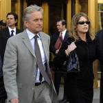 Michael Douglas and his former wife Diandra Luker leave New York Federal Court after their son, Cameron Douglas was sentenced to 5 years for possession of methamphetamines with the intent to distribute, NYC, April 20, 2010
