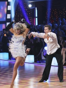 Jake Pavelka and partner Chelsie Hightower do a ‘Risky Business’-themed cha cha cha during ‘Dancing with the Stars’ Season 10, Week 5 on April 19, 2010 