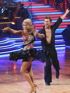 Jake Pavelka wears a big grin on the dance floor during the samba with partner Chelsie Hightower on ‘Dancing with the Stars’ Season 10, Week 6 on April 26, 2010