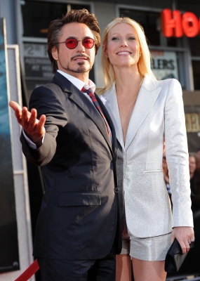 Robert Downey Jr. and Gwyneth Paltrow engage the crowd at the world premiere of Paramount Pictures and Marvel Entertainment’s ‘Iron Man 2’ held at El Capitan Theatre, Los Angeles, April 26, 2010