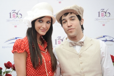 Ashlee Simpson-Wentz and Pete Wentz share a moment at the 136th Kentucky Derby in Louisville, Kentucky, on May 1, 2010