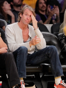 Michael Bay sweats over a play at the Lakers-Jazz playoff game at Staples Center in LA on May 2, 2010