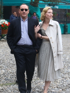 Kevin Spacey and Cate Blanchett share a moment while filming a spot for IWC in Portofino, Italy, on May 8, 2010