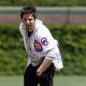 ‘American Idol’ finalist Lee DeWyze throws out the ceremonial first pitch before the Pittsburgh Pirates and Chicago Cubs baseball game at Wrigley Field in Chicago on May 14, 2010