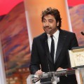 Javier Bardem accepts his award for Best Actor at the Palme d’Or ceremony at the 63rd Cannes Film Festival in Cannes, France, on May 23, 2010