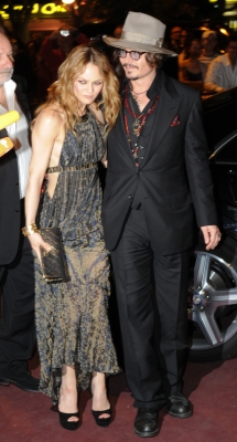 Vanessa Paradis and Johnny Depp attend the Figaro Madame/Chanel dinner during the 63rd Cannes Film Festival on May 18, 2010