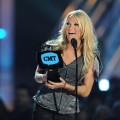 Carrie Underwood accepts the award for Video of the Year at the 2010 CMT Music Awards at the Bridgestone Arena in Nashville, Tennessee on June 9, 2010