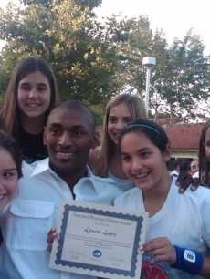 LA Lakers star Ron Artest with some of the students at Billy’s daughter’s school