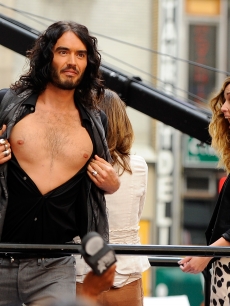 Russell Brand bares all to a stunned Rose Byrne and to an excited crowd on NBC’s ‘Today’ show at Rockefeller Center in New York City on June 3, 2010