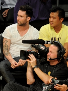 Adam Levine of Maroon 5 attends Game 1 of the NBA Finals between the Los Angeles Lakers and the Boston Celtics at the Staples Center in Los Angeles on June 3, 2010