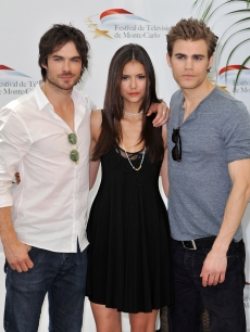 Paul Wesley, Nina Dobrev and Ian Somerhalder pose together at a photocall for ‘The Vampire Diaries’ during the Monte Carlo Television Festival at Grimaldi Forum in Monte-Carlo, Monaco on June 8, 2010 