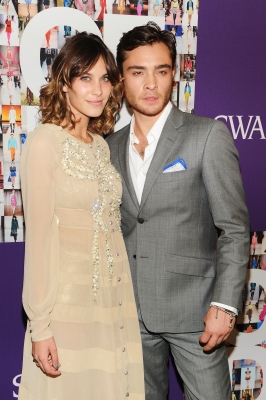TV personality Alexa Chung poses with Ed Westwick at the CFDA Fashion Awards at Alice Tully Hall, Lincoln Center in New York City on June 7, 2010