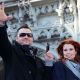 Nick Swisher and Joanna Garcia at the New York Yankees World Series victory parade in NYC on November 6, 2009