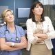 Edie Falco as Jackie Peyton and Eve Best as Dr. O’Hara in ‘Nurse Jackie’