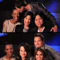 Access Hollywood’s Shaun Robinson with the ‘Eclipse’ Wolf Pack (top) and Shaun with the vampires (bottom)