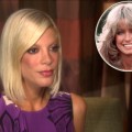 Tori Spelling talks with Access Hollywood (June 16, 2010), Farrah Fawcett inset